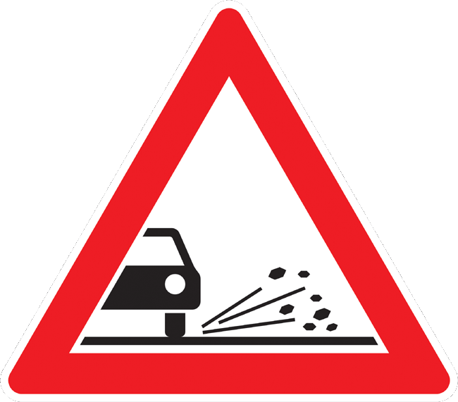 Verkehrszeichen Gefahrenzeichen Splitt oder Schotter