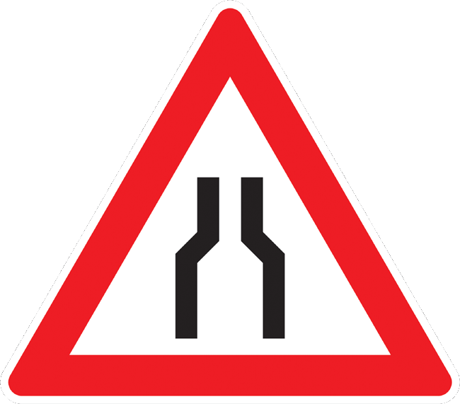 Verkehrszeichen Gefahrenzeichen Verengte Fahrbahn