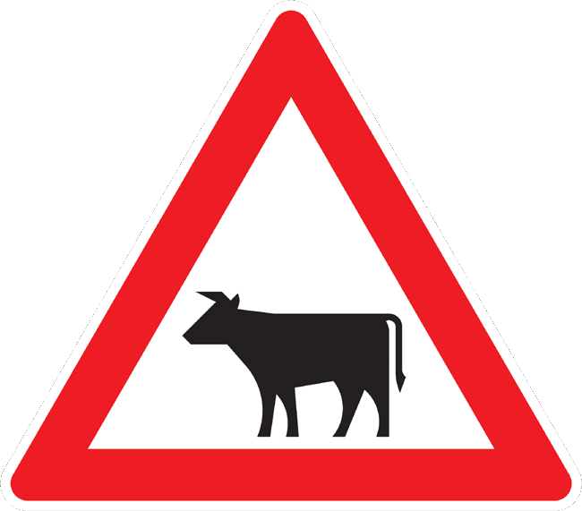 Verkehrszeichen Gefahrenzeichen Viehtrieb Tiere
