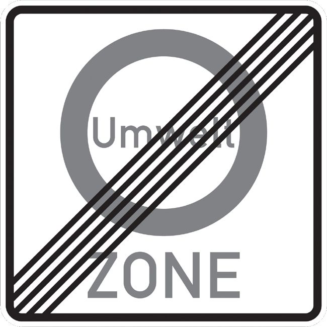 Verkehrszeichen Vorschriftzeichen Ende Verkehrsverbot zur Verminderung schädlicher Luftverunreinigungen (Umweltzone)