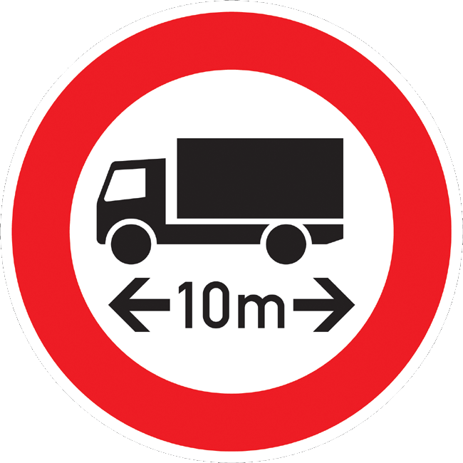 Verkehrszeichen Vorschriftzeichen Verbot für Fahrzeuge über angegebener Länge einschließlich Ladung