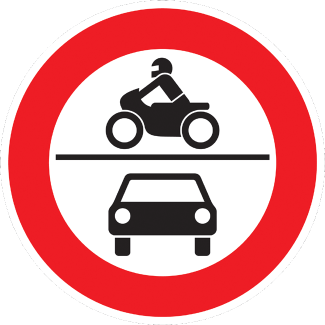 Verkehrszeichen Vorschriftzeichen Verbot für Krafträder sowie mehrspurige Kraftfahrzeuge